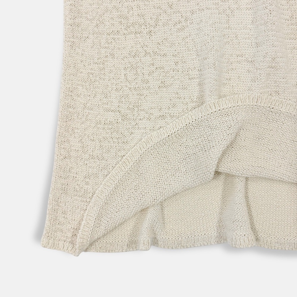 Eileen Fisher Organic Cotton Open Knit Short Sleeve Sweater Ecru XL Quiet Luxury - Picture 5 of 7
